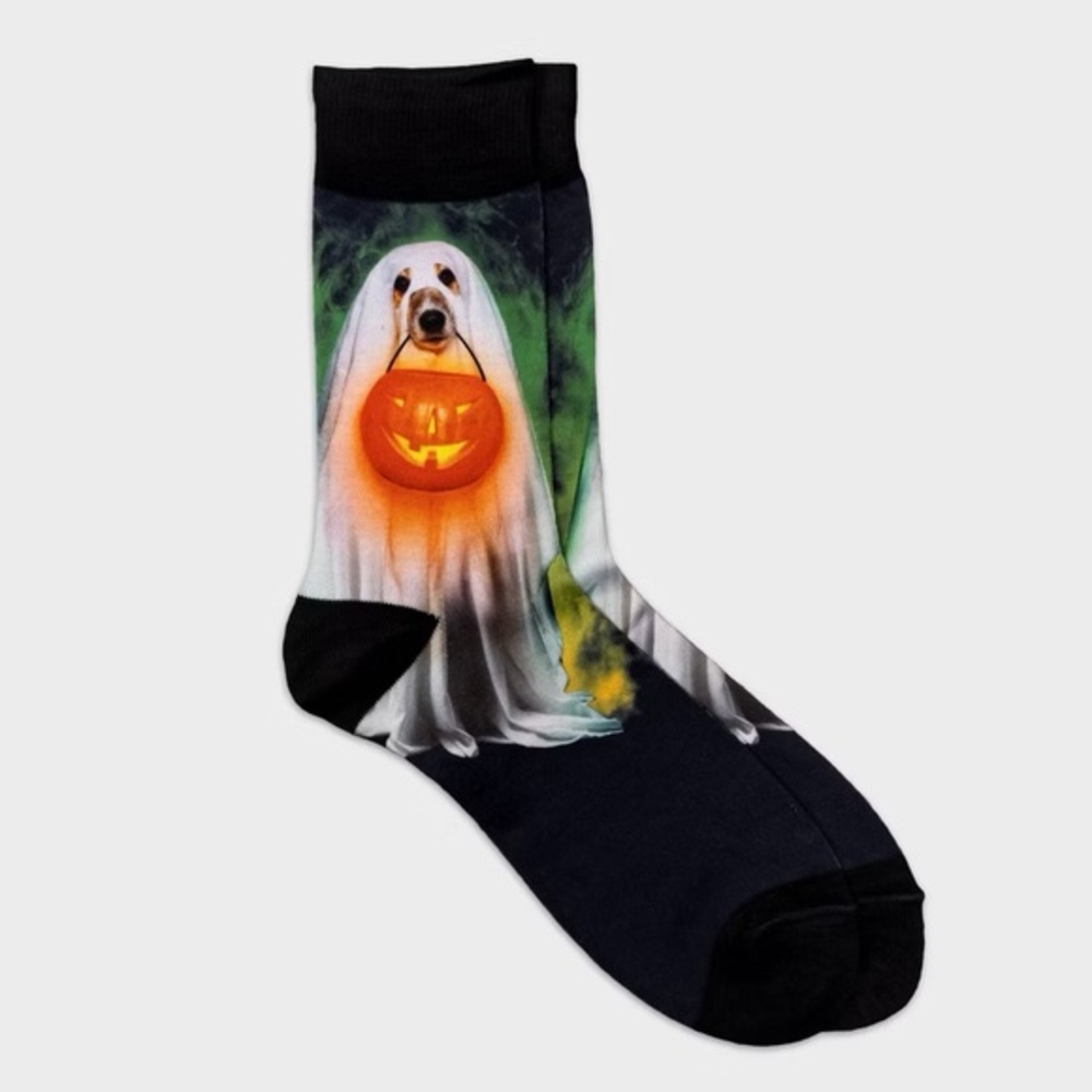 Men's nwt Special Thanks Halloween Ghost Dog Crew Socks - 6-12
